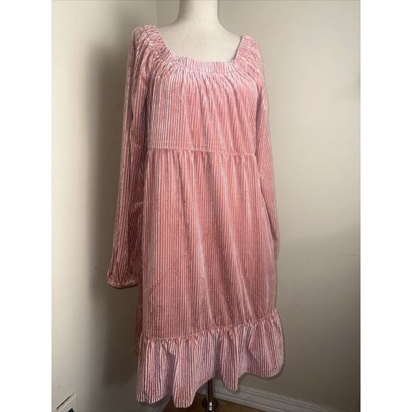 NEW Suzanne Betro Dress Dusty Pink Ribbed Stretch Maxi Ruffle Hem Size Large NEW - Picture 2 of 10